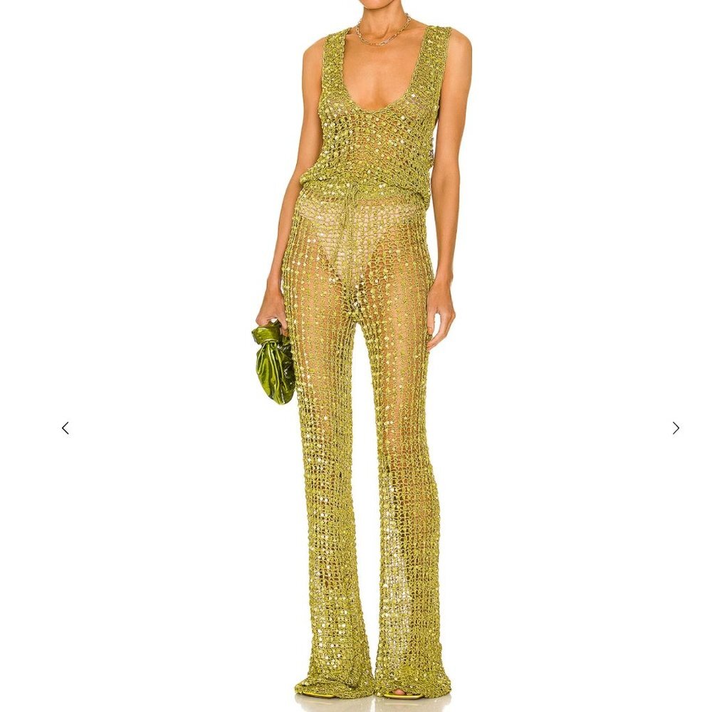 Retrofete Lime Green Sequin Jumpsuit
